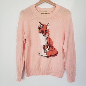 WILDFOX pink fox pattern sweater